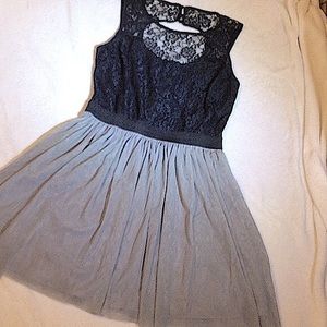 Studio City Black with sheer grey  midi dress